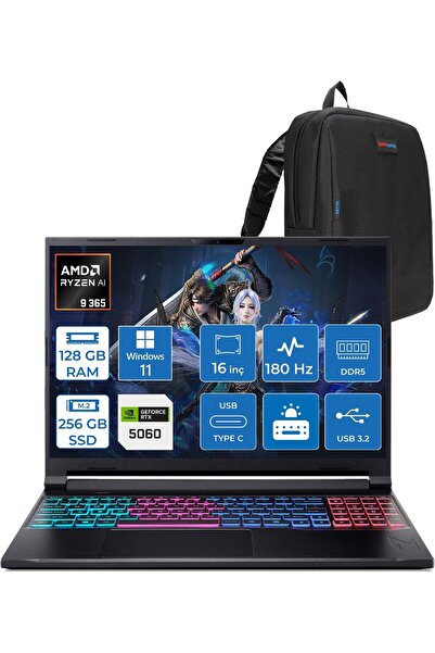 ACER Nitro V 16S Aı AN16S Amd Ryzen™ Aı 9 365 128GB Ddr5 256GB SSD 8GB/RTX506...