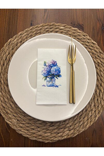 kidspartim Lilac Hydrangea Printed Presentation Napkin White 16 Pieces