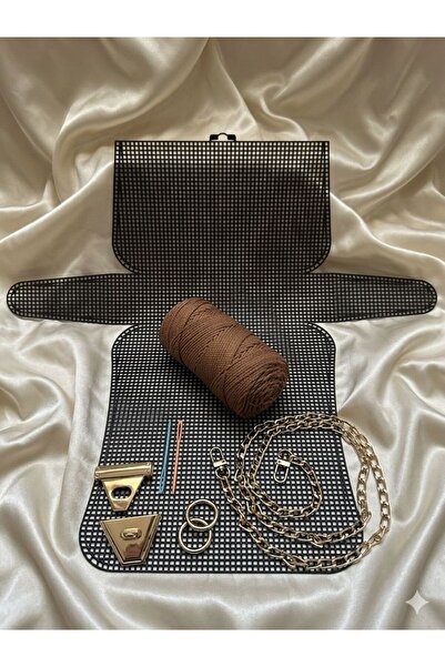 VELORİA BAG & SCARF BÜYÜK Plastik Kanvas Polyster Makrome İpli Çanta Yapım Ki...