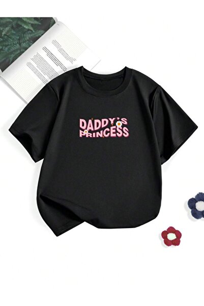 SVART WEAR تي شيرت للأطفال والمراهقين مطبوع عليه "Daddy's Princess" برقبة دائ...