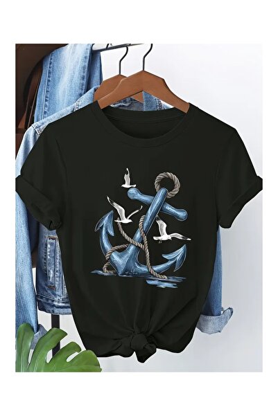 LOTS MODA Γυναικείο μπλουζάκι με στάμπα Seagull Special Design