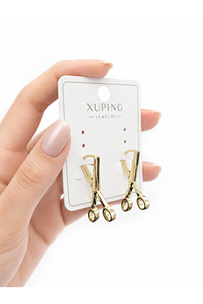 XUPING JEWELRY Xuping Gold Makas Figürlü Tasarım Küpe - Kadın Takı