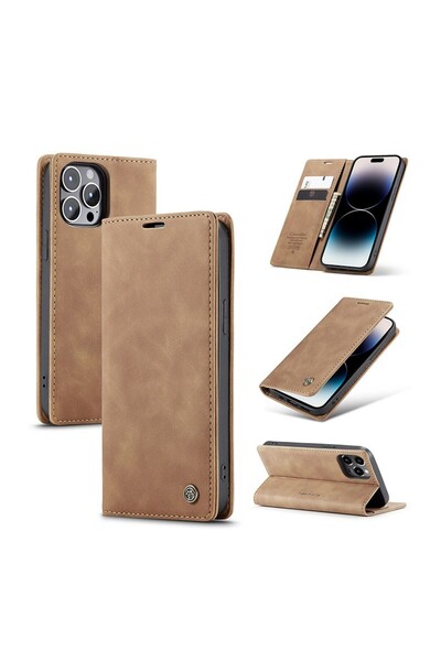Caseme -013 Πολυλειτουργική θήκη Βιβλίο Καφέ (Apple iPhone 14 Pro Max)