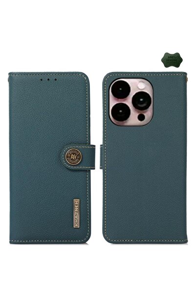 KHAZNEH Custer Leather Θήκη Πορτοφόλι Green (Apple iPhone 16 Pro Max)