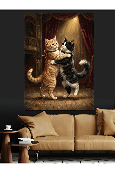 Artmeg Two Cute Cats Hugging Each Other Decorative Canvas - Mdf Wood Painting
