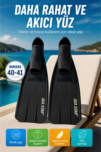 OpenCity Siyah Uzun Dalış Paleti Deniz Havuz Yüzme Paleti Siyah 40-41 Numara ...