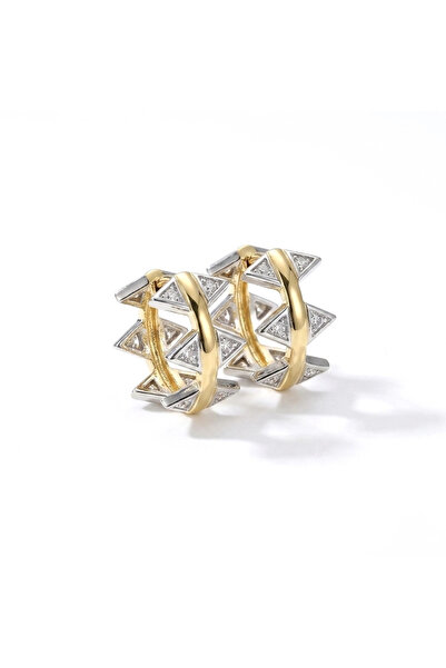 h&b design jewel Steel Triangle Detail Hoop Earrings