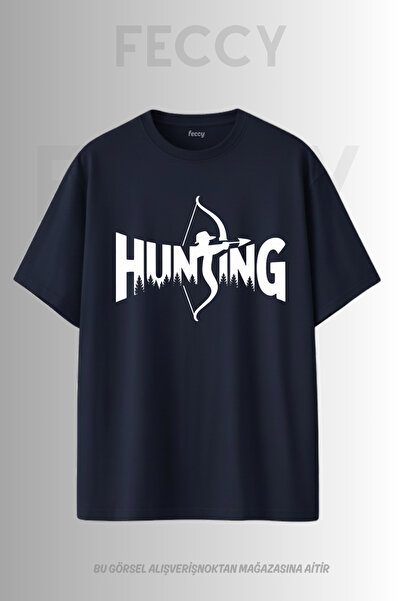 FECCY Premium Hunting2 Τυπωμένο με θέμα Hunter Unisex Oversize Γυναικείο T-Sh...