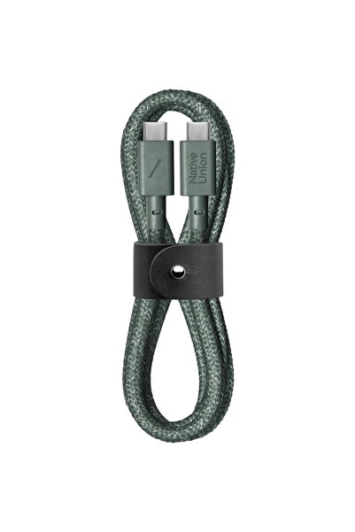 Native Union Cablu Belt (USB-C - USB-C) 1,2m, verde ardezie