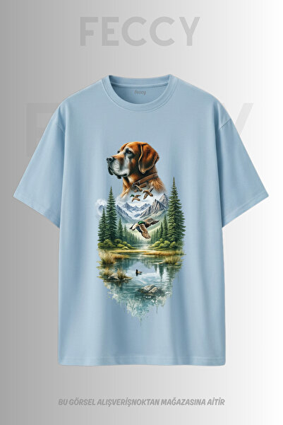 FECCY Premium μπλουζάκι με στάμπα σκύλου με θέμα Hunter Unisex Oversize Γυναι...
