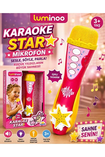 Luminoo Karaoke Mikrofon Sesli Işıklı Oyuncak 3+ Yaş Müzik Eğlence Seti
