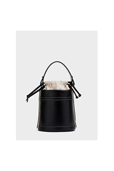 MEC BAG&CO Μαύρη γυναικεία τσάντα χειρός και ώμου μοντέλου Bucket