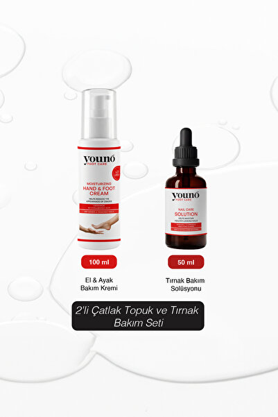 YOUNO CARE 2'li Çatlak Topuk ve Tırnak Bakım Seti | Tırnak Solüsyonu + %20 Ur...