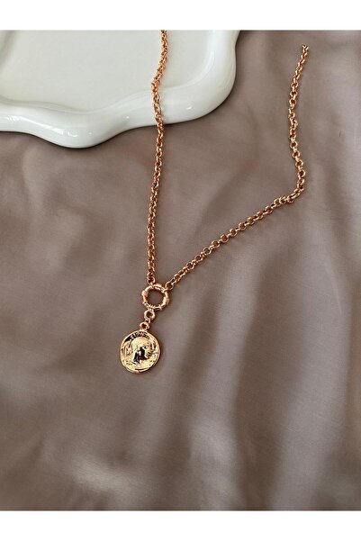 Twelve Medallion Model Copper Colored Women's Necklace