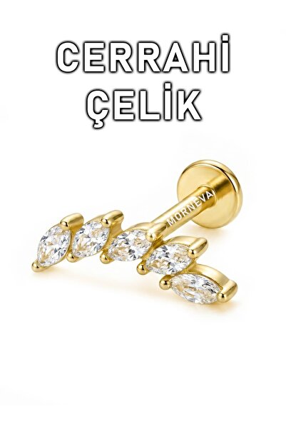 MORNEVA Cerrahi Çelik Sıralı Badem Taşlar Helix Conch Tragus Kulak Piercingi ...