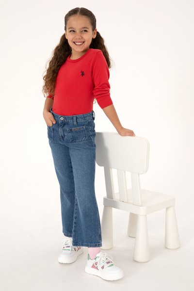 U.S. Polo Assn. Pantaloni din denim albastru deschis pentru fete, model flare...