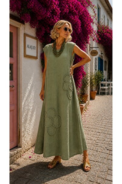 LaraLisa Cepli Papatya Desenli Müslin Kadın Yazlık Elbise