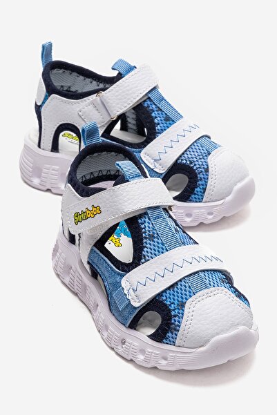 Şirin Bebe Unisex Çocuk Mavi-Beyaz Işıklı Anatomik Hafif Günlük Sandalet