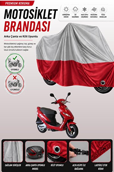 Cemku Double Gray Top - Red Bottom, Rear Bag Compatible Asian Polo 50 Motorcy...
