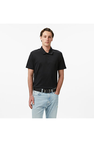 Calvin Klein Ss Tech Birdseye int Erkek Polo Yaka T-Shirt Siyah