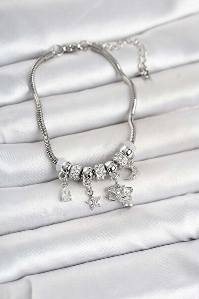 Inure Jewelry سوار نسائي من النحاس الفضي اللون