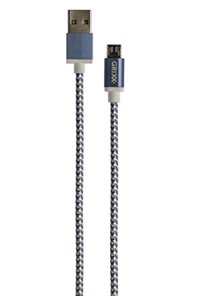 Grixx Καλώδιο δεδομένων - Micro USB σε USB, πλεκτό, μήκος 3μ - μπλε/λευκό