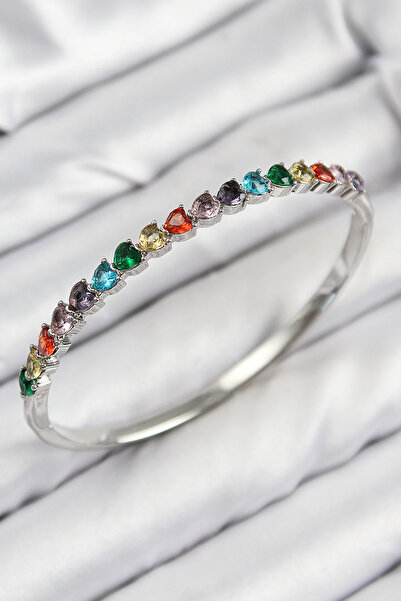 Generic Brand Brass Colored Zircon Stone Heart Model Silver Color Women's Han...