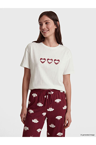 LC Waikiki Crew Neck Printed Women's Capri Pajamas Set