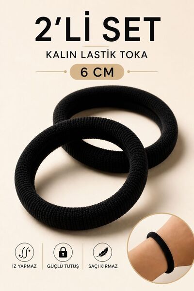 Design 4N Premium Siyah Saç Lastiği 2’li Set / Güçlü Tutuş Esnek Yapı & İz Ya...