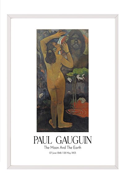 Postifull Paul Gauguin - the Moon and the Earth, Painting with White Frame, A...
