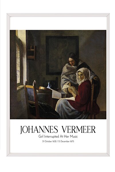 Postifull Johannes Vermeer - Devojka prekinuta tokom sviranja muzike, slika u...