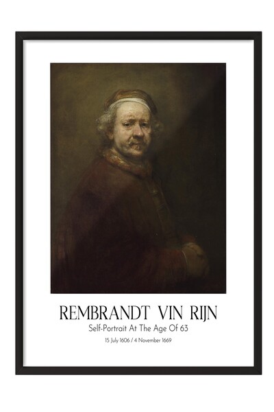 Postifull Rembrandt Vin Rijn - Autoportret u 63. godini, slika u crnom okviru...