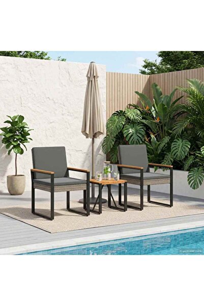 vidaxl Set de Mobilier pentru Exterior 3 pcs Gri si gri inchis