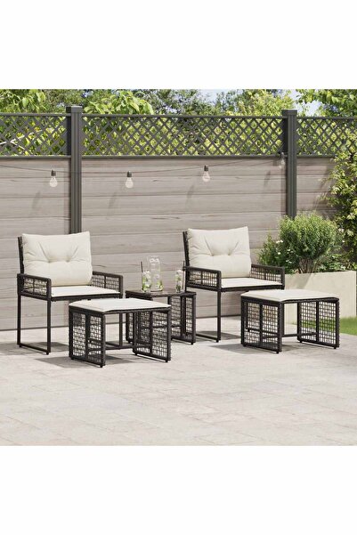 vidaxl Set de Mobilier pentru Exterior cu perna 5 pcs Negru si Alb