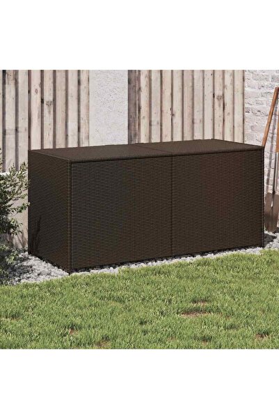 vidaxl Garden storage box, brown, 283 L, polyrattan