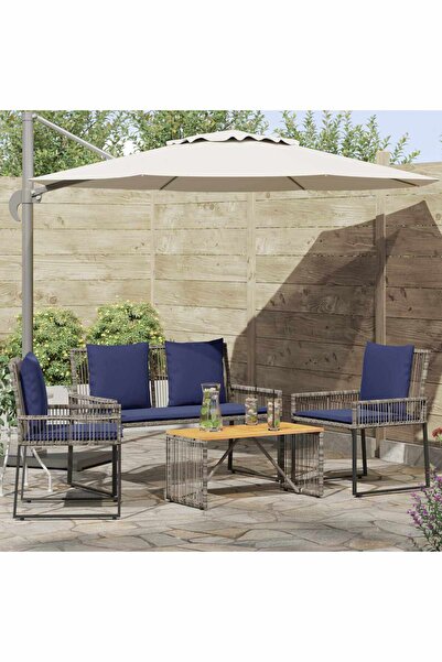 vidaxl Set de Mobilier pentru Exterior 9 pcs Gri si albastru marin