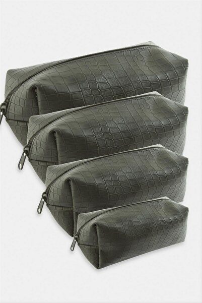 ZERO LAND Nhrhls 4 Pieces Handheld Makeup Bag - (113752) Dark Gray