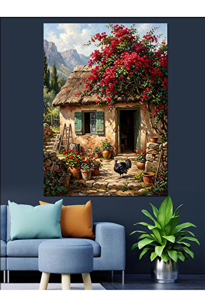 Artmeg Floral Home and Garden Decorative Canvas - Mdf Wood Table