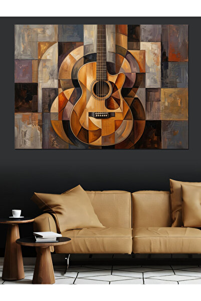 Artmeg Pânză decorativă cu artă chitaristică în stil cubist - Tablou din lemn...
