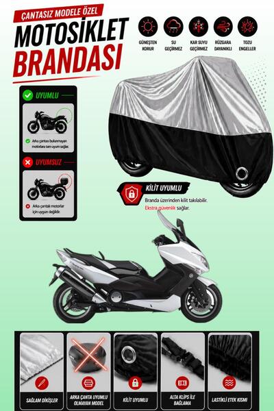 Cemku Twin غطاء محرك ياماها Tmax 500 متوافق مع اللون الرمادي العلوي والأسود ا...