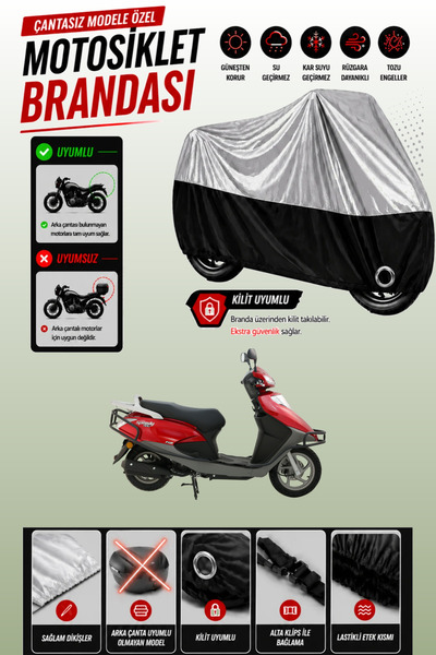 Cemku Twin غطاء محرك متوافق مع Abush Speedy 125i باللون الرمادي من الأعلى وال...