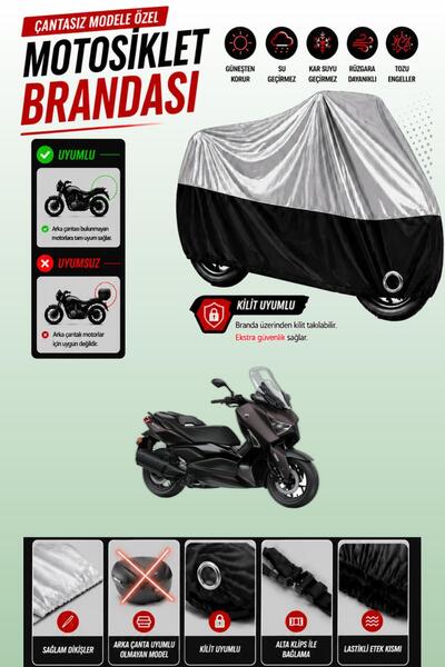 Cemku Twin غطاء محرك ياماها X-Max 300 Tech Max باللون الرمادي من الأعلى والأس...