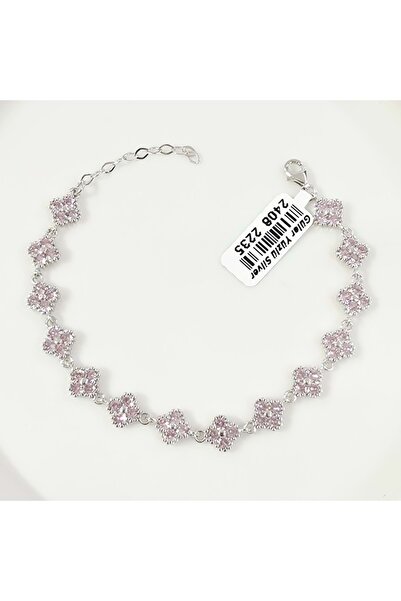 PEMBE YONCA 7 MM SU YOLU GÜMÜŞ BİLEKLİK 16+3 CM