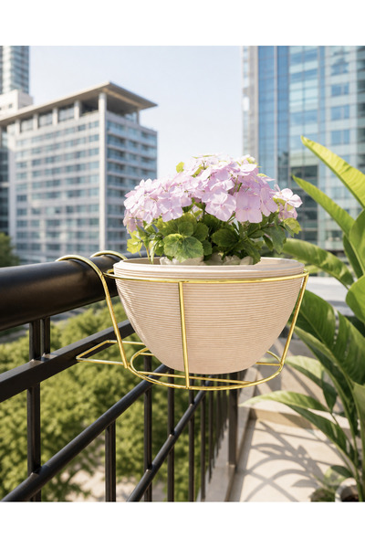 mba decor metal bending art Gold Metal Balkon Saksılık Saksı Tutucu Korkuluğa Asılan Çiçeklik 20 cm Sağlam Tel Demir