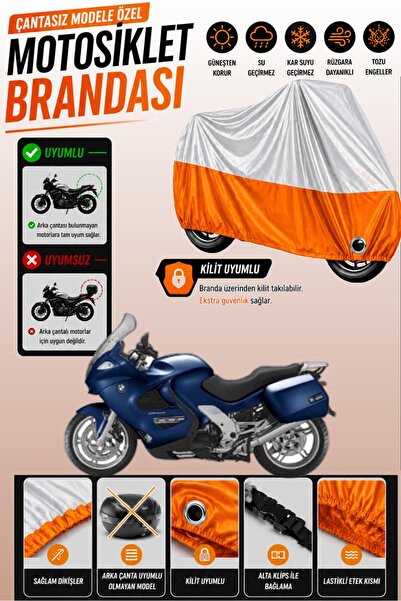 Cemku Twin غطاء محرك متوافق مع BMW K 1200 GT باللون الرمادي من الأعلى والبرتق...