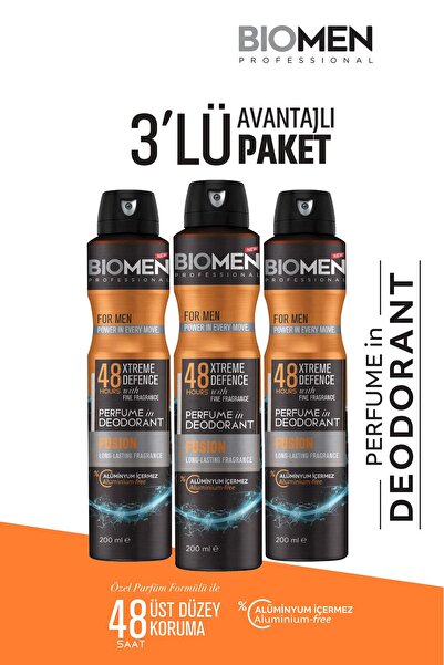 Biomen Perfume in Deodorant For Men Fusion 3x 200 ml