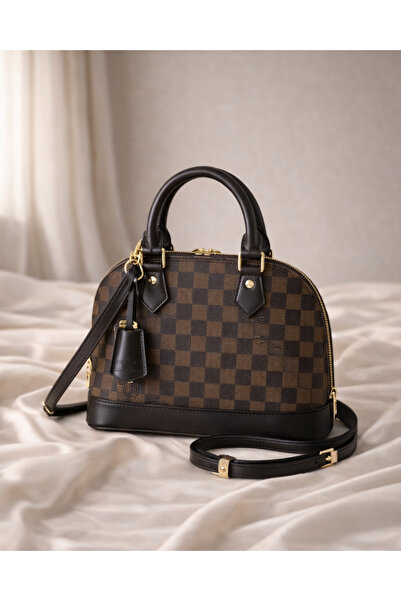 BRANDER Luxury Checkered Handbag with Black Leather Trim, Women’s Cross body ...