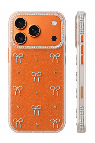 3GEN CASE iPhone 17 Pro Max Uyumlu Premium Glitter Simli Taş Detaylı Fiyonk T...