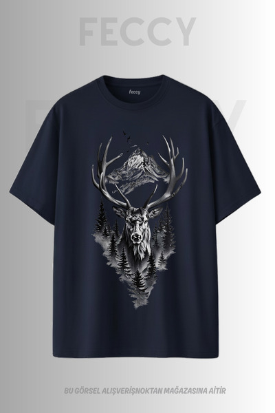 FECCY Tricou unisex supradimensionat cu imprimeu Premium Deer Hunter, pentru ...