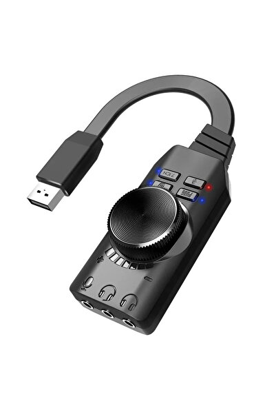Forzacase USB DSP Harici Ses Kartı 7.1 Kanal 3.5mm Kulaklık Mikrofon Çevirici...